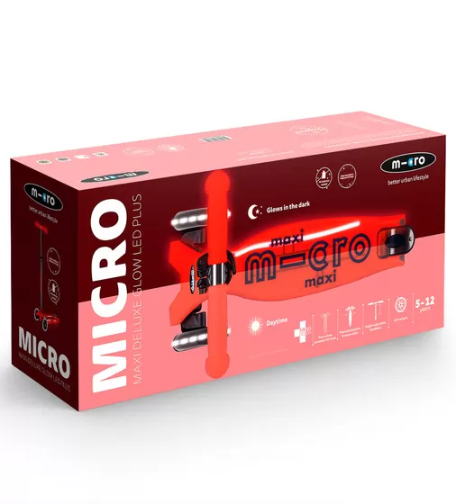 Самокат Micro серии Maxi Deluxe Glow LED Plus" - Красная аура" - MMD379_10.jpg - № 10