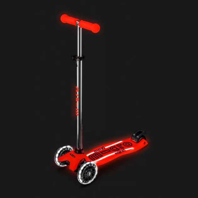 Самокат Micro серии Maxi Deluxe Glow LED Plus" - Красная аура"