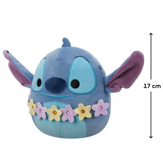 Мягкая игрушка Squishmallows серии Disney" - Стич в гавайских леях (17 см)"