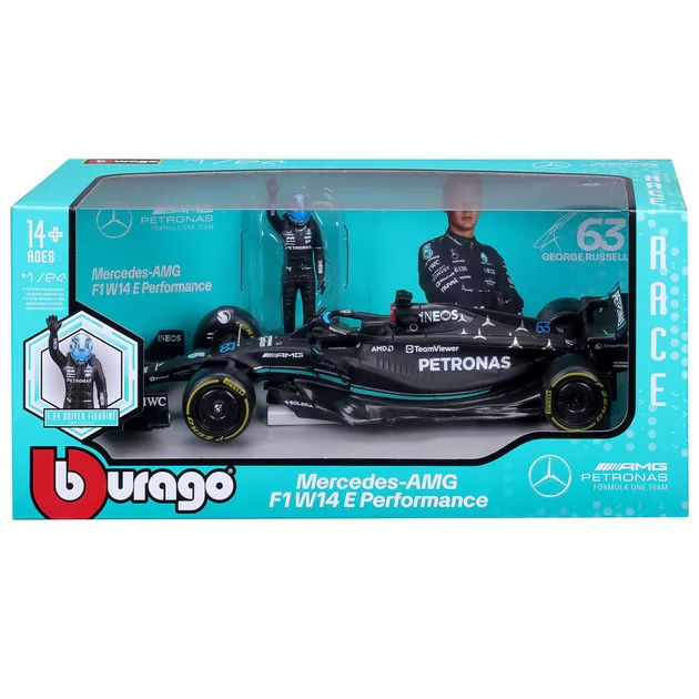Автомодель с фигуркой - Mercedes-AMG F1 W14 E Performance (1:24)