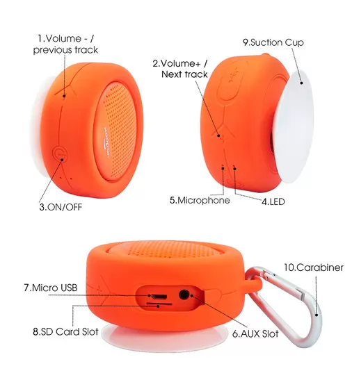 Влагозащищенная Акустика Xoopar – Splash Pop (Оранжевая, Sd Карта) - XP81008.20A_3.jpg - № 3