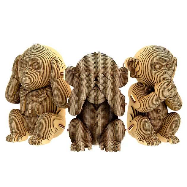 Puzzle 3D Trio małpek