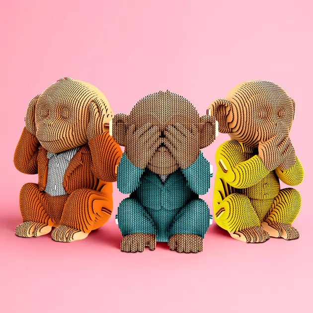Puzzle 3D Trio małpek