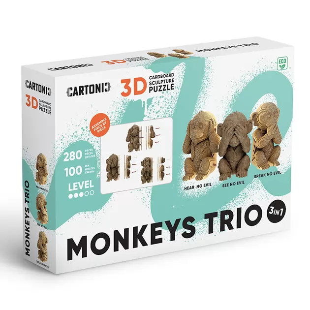 Puzzle 3D Trio małpek