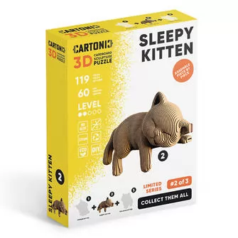 Puzzle 3D Śpiący kotek