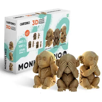 Puzzle 3D Trio małpek