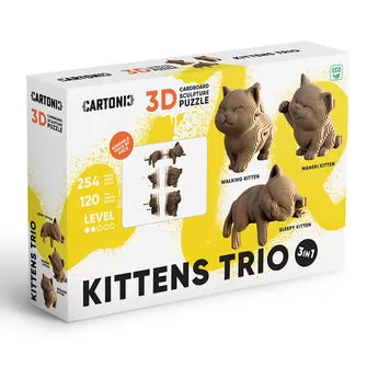 Puzzle 3D Trio kotków
